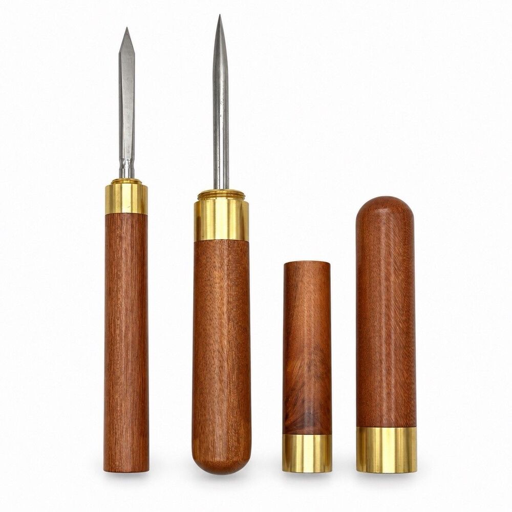 2pc Wood Handle Ice Pick Tea Knife Needle Set w Sheaths Bar Puerh Tool